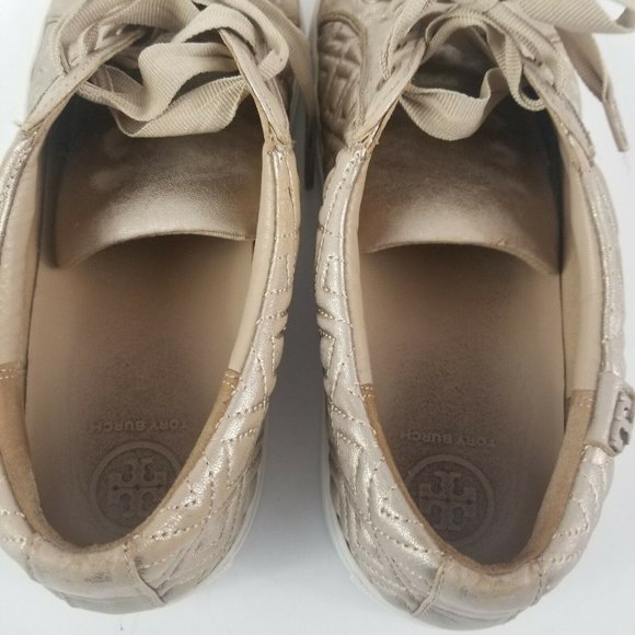 Tory Burch Marion Quilted Metallic Sneakers - Picture 7 of 8